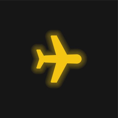 Uçak sarısı parlayan neon simgesi
