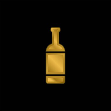 Şişe altın kaplama metalik simge veya logo vektörü