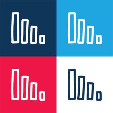 Çubuk Grafiksel El Çizimi Mavi ve Kırmızı Dört Renk Minimum Simgesi