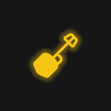 Büyük kürek sarı parlayan neon simgesi