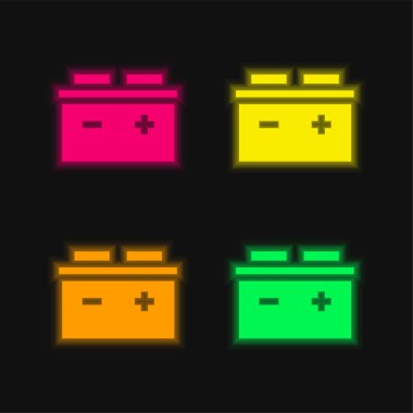 Pil dört renk parlayan neon vektör simgesi