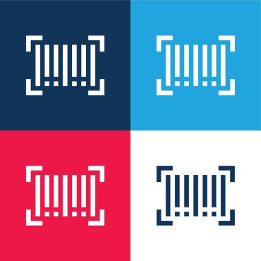 Barkod mavi ve kırmızı dört renk en küçük simge kümesi