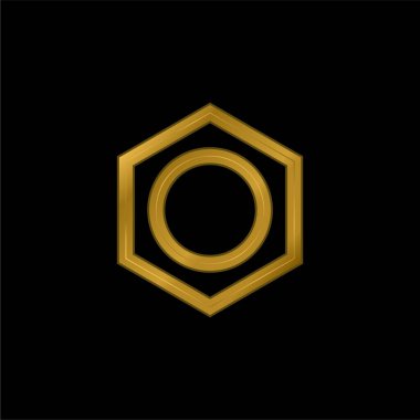 Benzen altın kaplama metalik simge veya logo vektörü