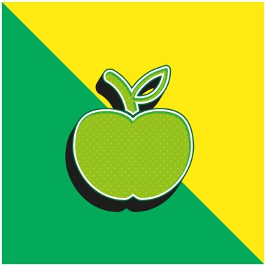 Apple Fruit Green ve sarı 3d vektör simgesi logosu