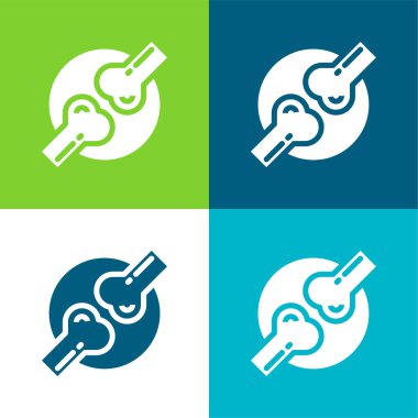 Bones Düz dört renk simgesi seti