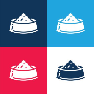 Kase mavi ve kırmızı dört renk minimal simge kümesi