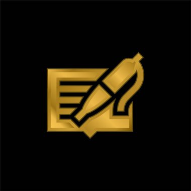 Blog altın kaplamalı metalik simge veya logo vektörü