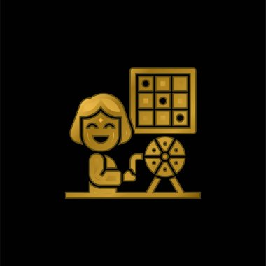 Bingo gold plated metalic icon or logo vector clipart