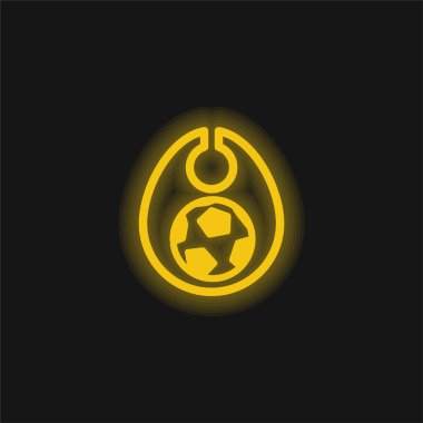 Futbol topu resimli bebek önlüğü. Sarı parlak neon ikon.
