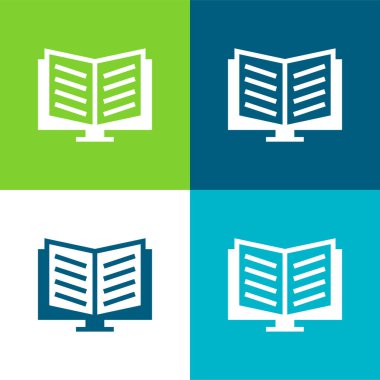 Kitap Düz Düz Düz Düz Dört Renk Simgesi setinde Açıldı