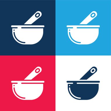 Kase mavi ve kırmızı dört renk minimal simge kümesi