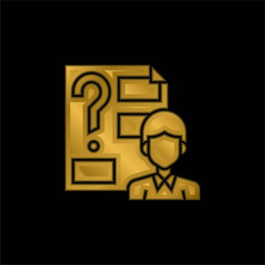 Altın kaplamalı metalik simge ya da logo vektörüne cevap ver