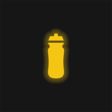 Bir şişe su sarı parlak neon ikonu
