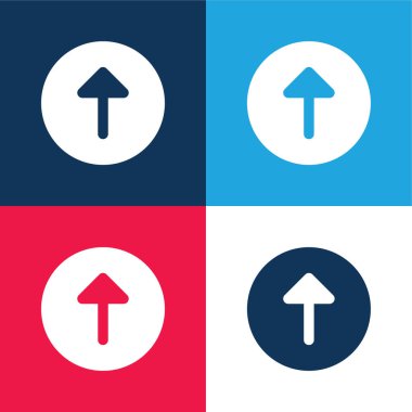 Ok Yukarı mavi ve kırmızı dört renk minimal simge kümesi