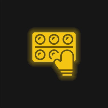 Pişiren sarı parlak neon simgesi