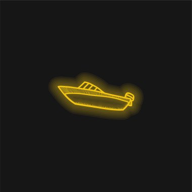 Boat yellow glowing neon icon clipart