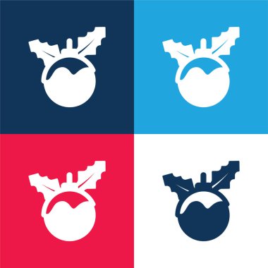 Bauble mavi ve kırmızı dört renk en düşük simge kümesi