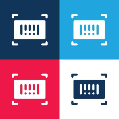 Barkod mavi ve kırmızı dört renk en küçük simge kümesi