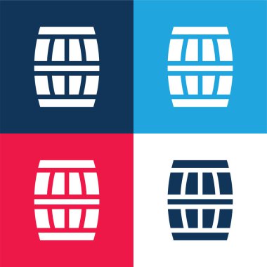 Fıçı mavi ve kırmızı dört renk minimal simge kümesi