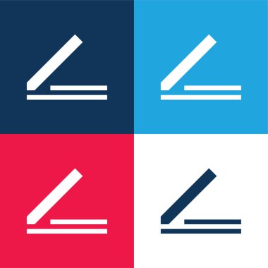 Blok mavi ve kırmızı dört renk minimal simgesi seti