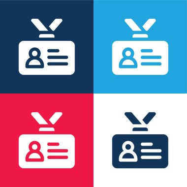 Accreditation blue and red four color minimal icon set clipart