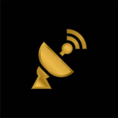 Antenna gold plated metalic icon or logo vector clipart