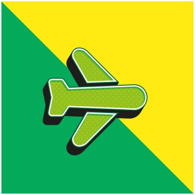 Uçak Yeşil ve Sarı Modern 3D vektör simgesi logosu