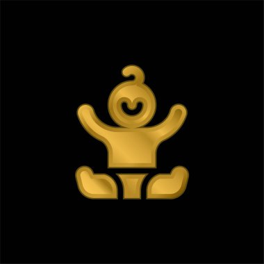 Bebek altın kaplama metalik simge veya logo vektörü