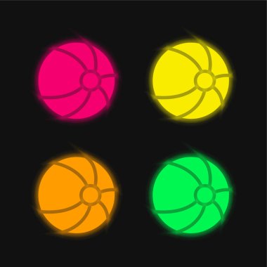 Dördüncü top parlayan neon vektör simgesi