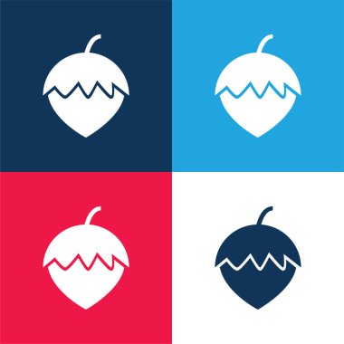 Meşe palamudu mavi ve kırmızı dört renk en düşük simge kümesi