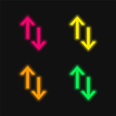 Dört renkli parlayan neon vektör simgesi