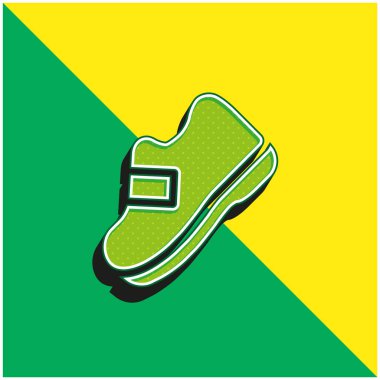 Çizme Yeşil ve Sarı Modern 3D vektör simgesi logosu