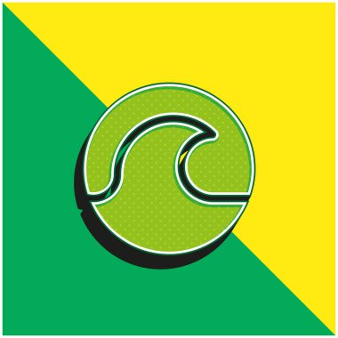 Plaj yeşili ve sarı modern 3D vektör simgesi logosu