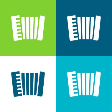 Accordion Flat four color minimal icon set clipart