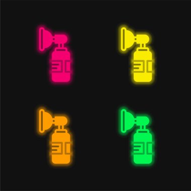 Anestezi dört renk parlayan neon vektör simgesi