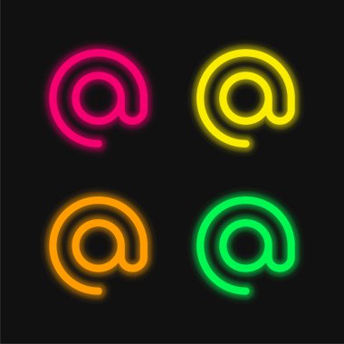 Parlayan dört renk neon vektör simgesinde