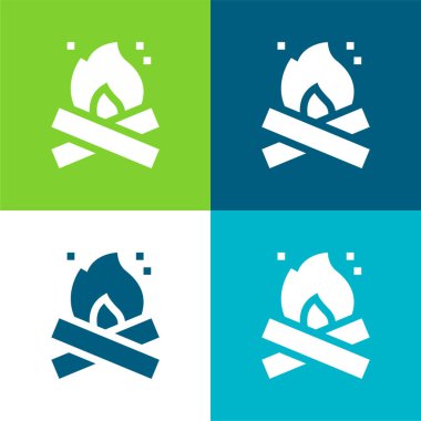 Şenlik Ateşi Düz 4 renk en küçük simge seti