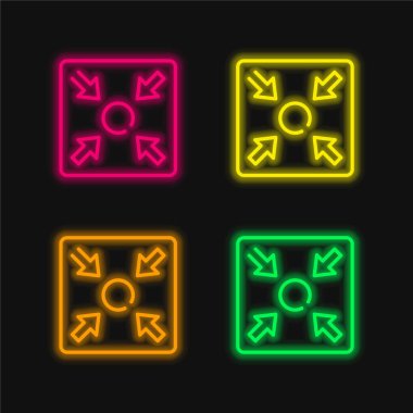 Assembly Point four color glowing neon vector icon clipart
