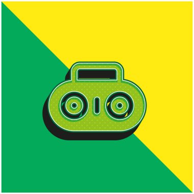 Boombox Yeşil ve sarı modern 3d vektör simgesi logosu