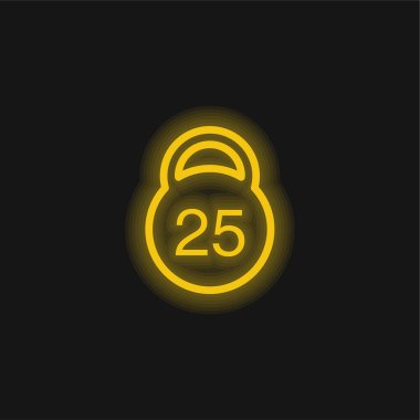 25 Kilos Weight yellow glowing neon icon clipart