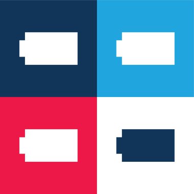 Batarya Siyah Siluet mavi ve kırmızı en küçük simge seti