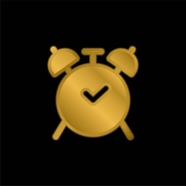 Alarm Saati altın kaplamalı metalik simge veya logo vektörü