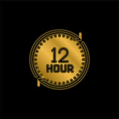 12 Saat Altın Kaplama Metal Simge veya logo Vektörü