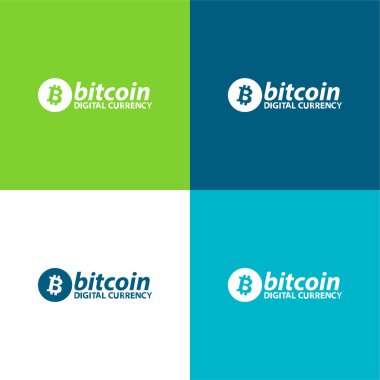 Bitcoin Dijital Para Birimi Logosu Düz 4 renk minimal simgesi seti
