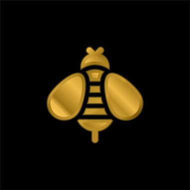 Arı altın kaplama metalik simge veya logo vektörü