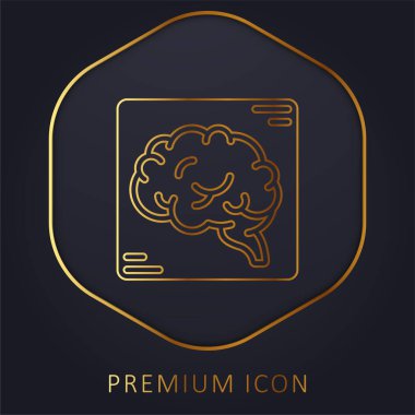 Brain golden line premium logo or icon clipart