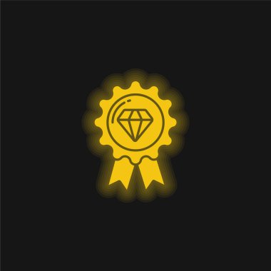 Badge yellow glowing neon icon clipart