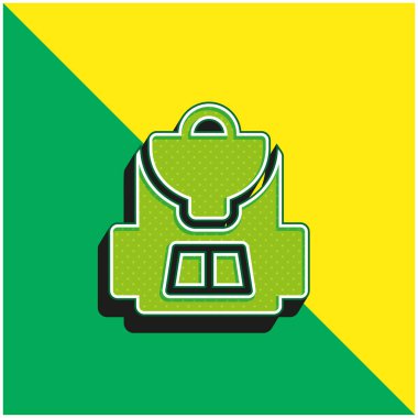 Sırt çantası yeşil ve sarı modern 3d vektör simgesi logosu