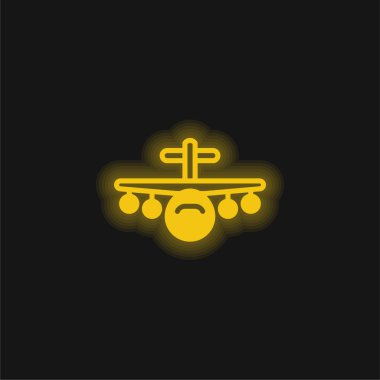 Uçak sarısı parlayan neon simgesi