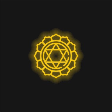 Anahata sarı parlak neon simgesi
